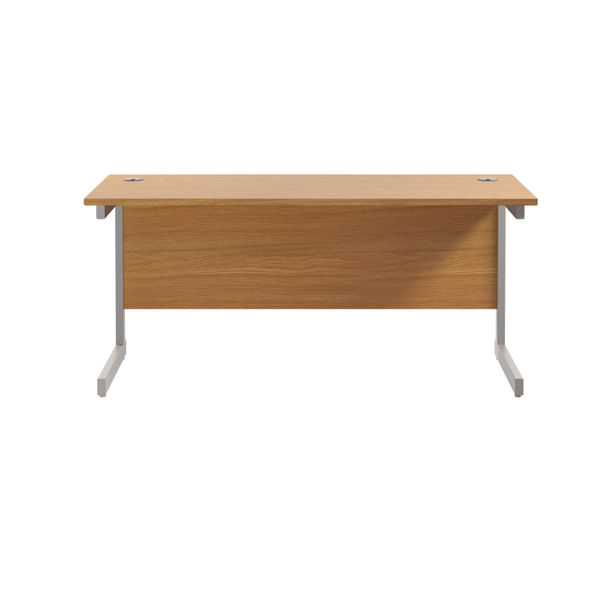 Jemini Single Rectangular Desk 1600x600x730mm Nova Oak/Silver KF800660