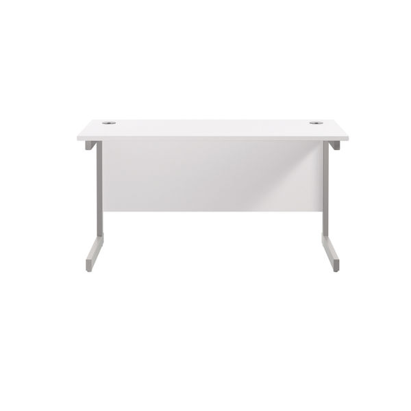 Jemini Single Rectangular Desk 1200x600x730mm White/Silver KF800431