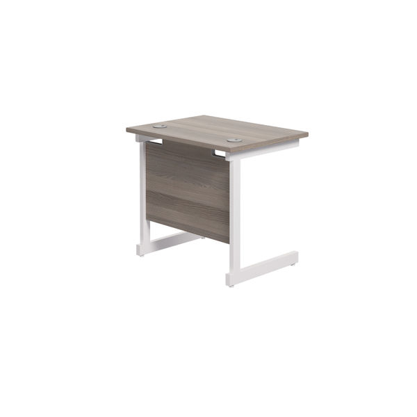 Jemini Single Rectangular Desk 800x600x730mm Grey Oak/White KF800357