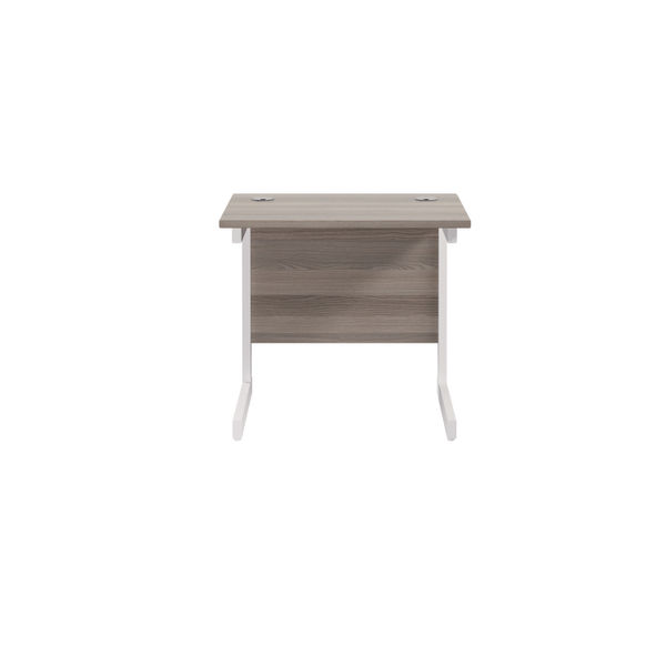 Jemini 800x600mm Grey Oak/White Single Rectangular Desk