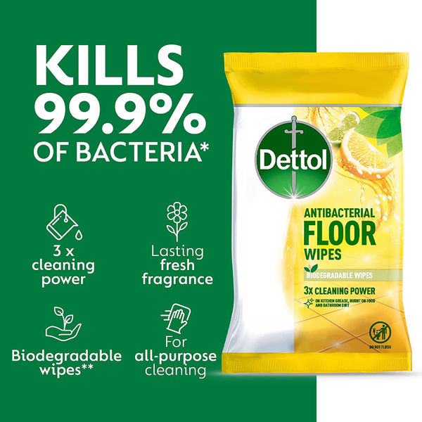 Dettol Floor Wipes Biodegradable Citrus (Pack of 10) 3213958-S