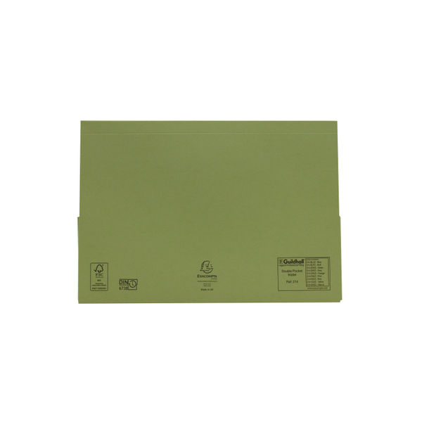Exacompta Guildhall Legal Double Pocket Wallet Foolscap Green (Pack of 25) 214-GRN