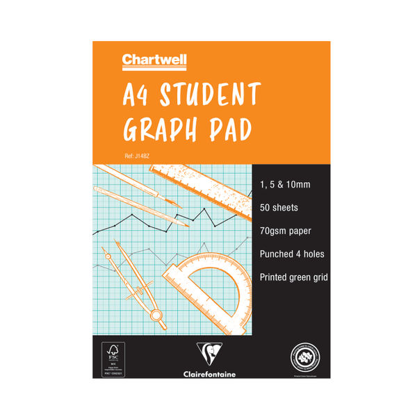 Chartwell Student Graph Pads Orange A4 (Single Pad) OEM: 12801X