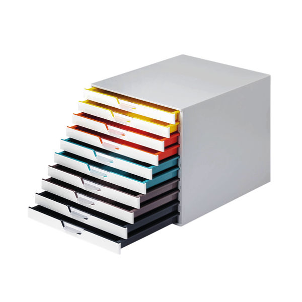 Durable VARICOLOR Desktop Organiser 10 Drawer Colour Coded Modular Storage A4+ 763027