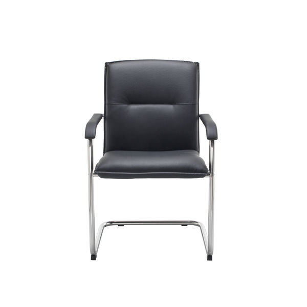 Jemini Stratus Tuscany Medium Back Visitor Chair Leather Look Black/Chrome KF72990