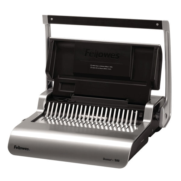 Fellowes Grey Quasar+ 500 Manual Comb Binding Machine 5627701