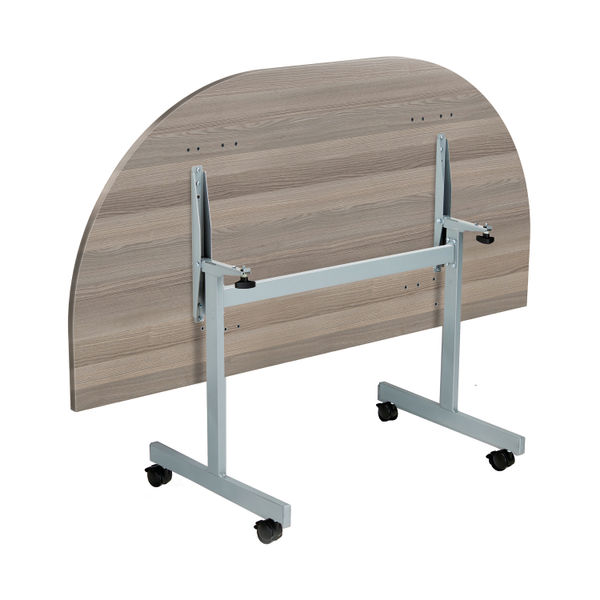 Jemini D-End Tilt Table 1600x800x720mm Grey Oak/Silver KF822493