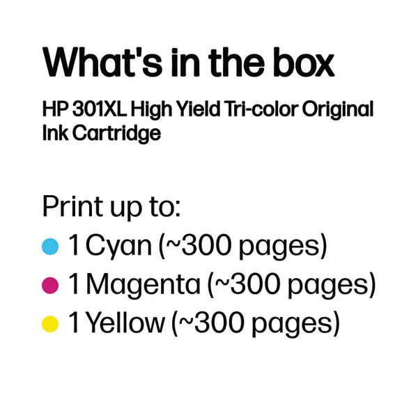 HP 301XL Original Ink Cartridge High Yield Tri-color CH564EE