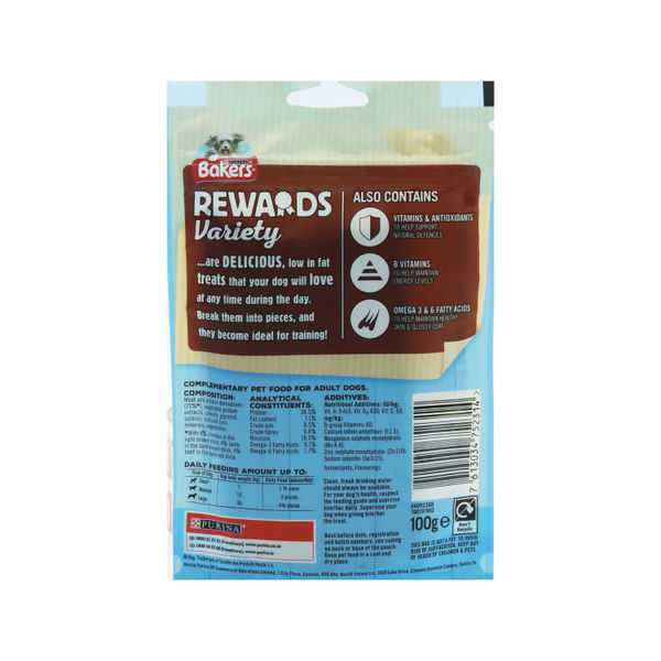 Bakers Rewards Variety Dog Treats with Beef Chicken and Lamb 100g (Pack of 18) 540551