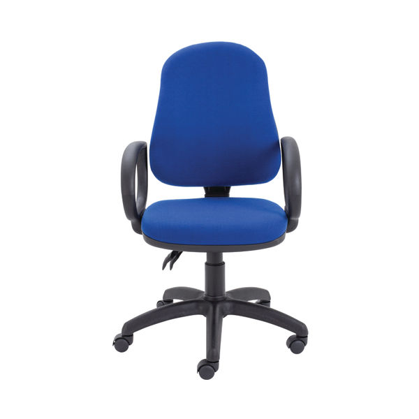 First High Back Operators Chair with Fixed Arms 640x640x985-1175mm Blue KF839243