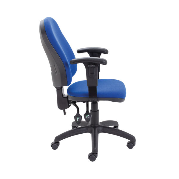 First High Back Operators Chair with T-Adjustable Arms 640x640x985-1175mm Blue KF839245