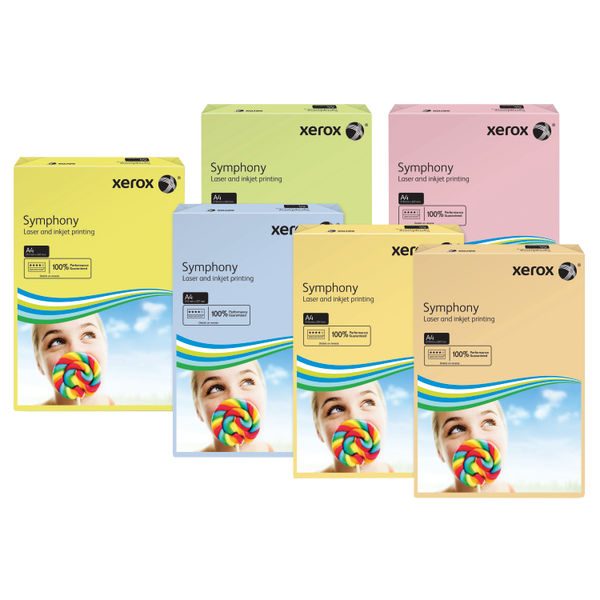 Xerox Symphony Pastel Tints Yellow Ream A4 Paper 80gsm (Pack of 500)