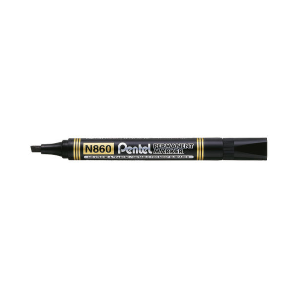 Pentel Chisel Tip Permanent Marker Black 5 Pack YN860/5-A