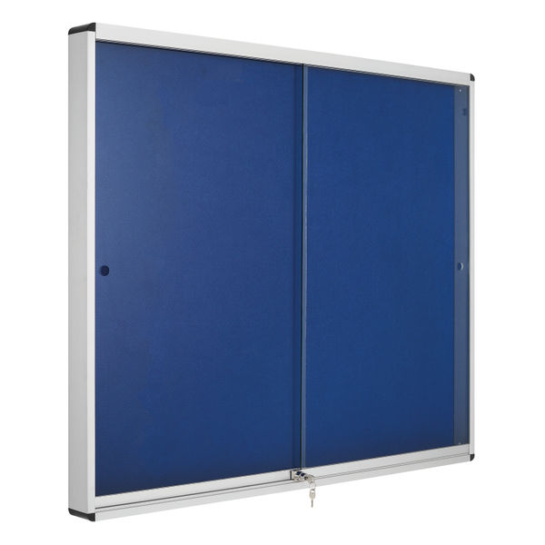 Bi-Office Lockable Internal Display Case 890x625mm Blue