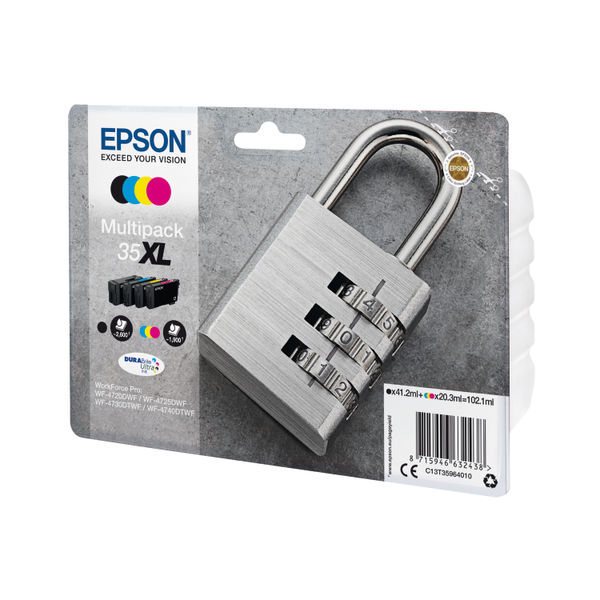 Epson 35XL Ink Cartridge DURABrite Ultra High Yield Multipack Padlock CMYK C13T35964010