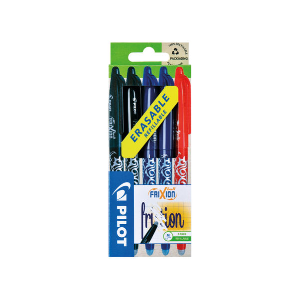 Pilot FriXion Ball Pen Medium Assorted Pack of 5 5012052071735