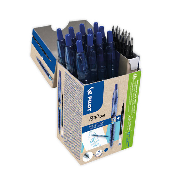 Pilot B2P 10 Gel Ink Rollerball Pens 10 Refills Medium Tip Blue (Pack of 20) WLT556206