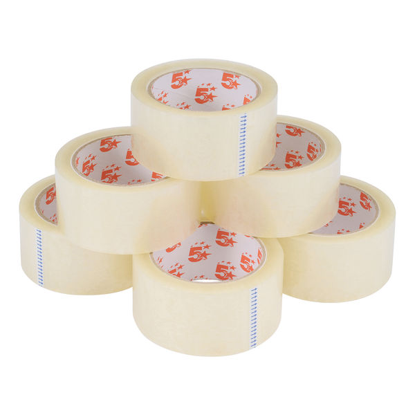 5 Star Office Packaging Tape Low Noise Polypropylene 48mmx66m Clear (Pack of 6)