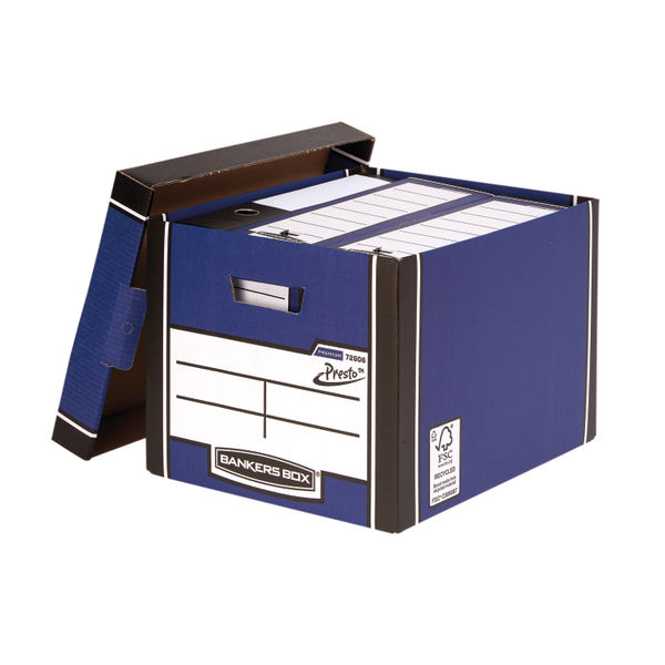 Fellowes Bankers Box Premium Presto Storage Box Blue/White (Pack of 10) 7260603