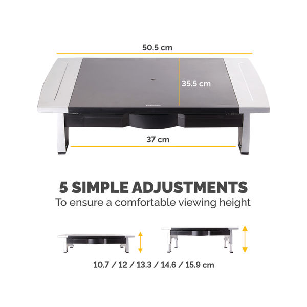 Fellowes Office Suites Standard Monitor Riser Black/Silver 8031101