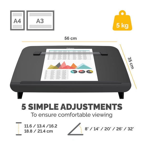 Fellowes Hana Document/Writing Slope Adjustable Position Black 8055701