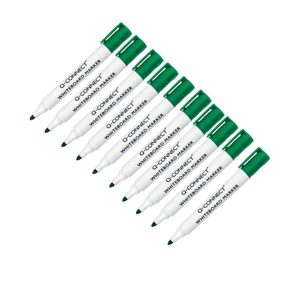 Q-Connect Drywipe Marker Pen Green (10 Pack) KF26009