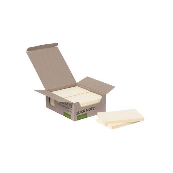 Q-Connect Recycled Notes 127x76mm Yellow (Pack of 12) KF17322
