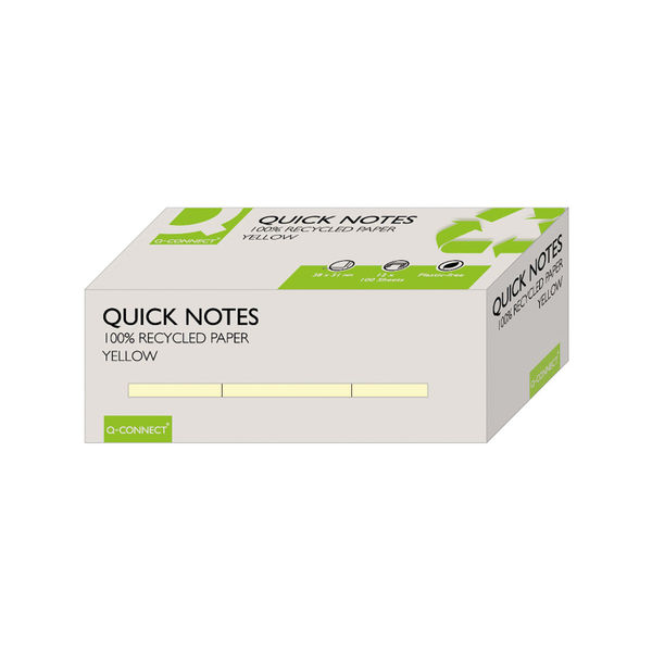 Q-Connect Recycled Notes 38x51mm Yellow (Pack of 12) KF17323