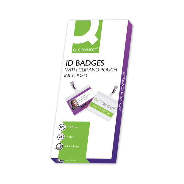 Q-Connect Hot Laminating ID Badge with Clip (Pack of 25) KF00302