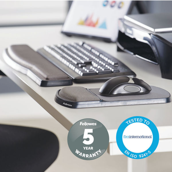 Fellowes Premium Gel Adjustable Keyboard Wrist Support Black 9374201