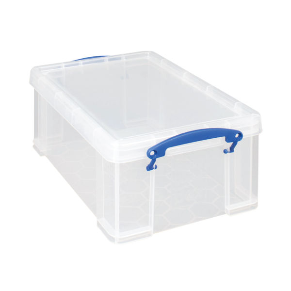 Really Useful 9L Plastic Storage Box With Lid 395x255x155mm Clear 9C