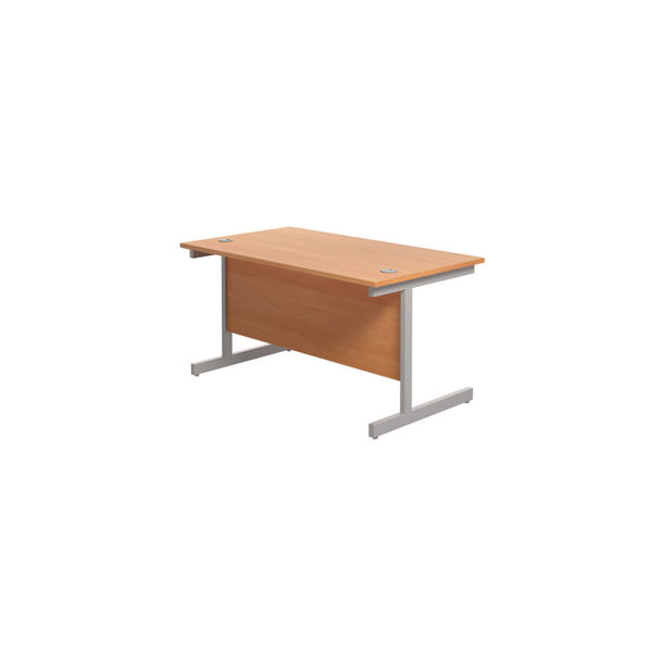 Jemini Single Rectangular Desk 1200x800x730mm Beech/Silver KF801008