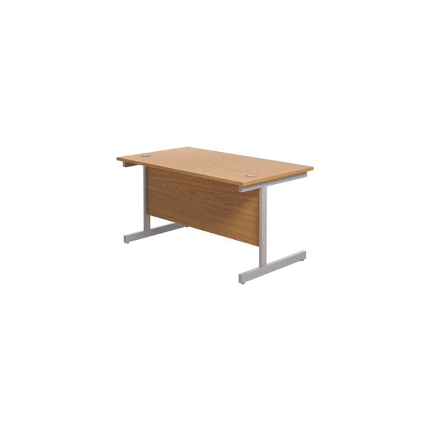 Jemini Single Rectangular Desk 1200x800x730mm Nova Oak/Silver KF801020