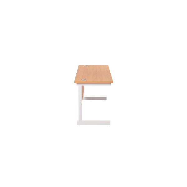Jemini Single Rectangular Desk 1400x600x730mm Beech/White KF800587