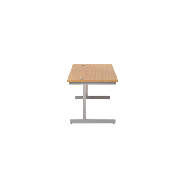Jemini Single Rectangular Desk 1400x800x730mm Nova Oak/Silver KF801145