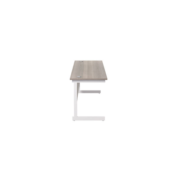 Jemini Single Rectangular Desk 1600x600x730mm Grey Oak/White KF800719
