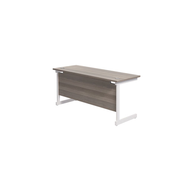 Jemini Single Rectangular Desk 1600x600x730mm Grey Oak/White KF800719