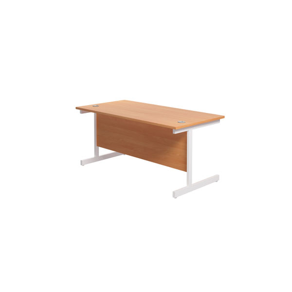 Jemini Single Rectangular Desk 1600x800x730mm Beech/White KF801306