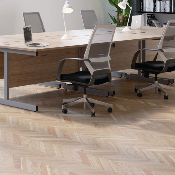 Jemini Single Rectangular Desk 1400x600x730mm Beech/Silver KF800524
