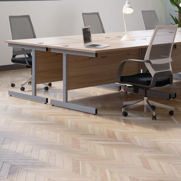 Jemini Single Rectangular Desk 1600x800x730mm Beech/White KF801306