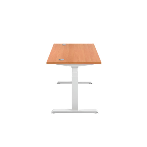 Jemini Sit/Stand Desk with Cable Ports 1400x800x630-1290mm Beech/White KF809869