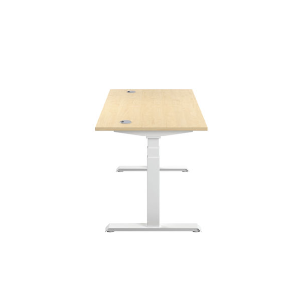 Jemini Sit/Stand Desk with Cable Ports 1400x800x630-1290mm Maple/White KF809890