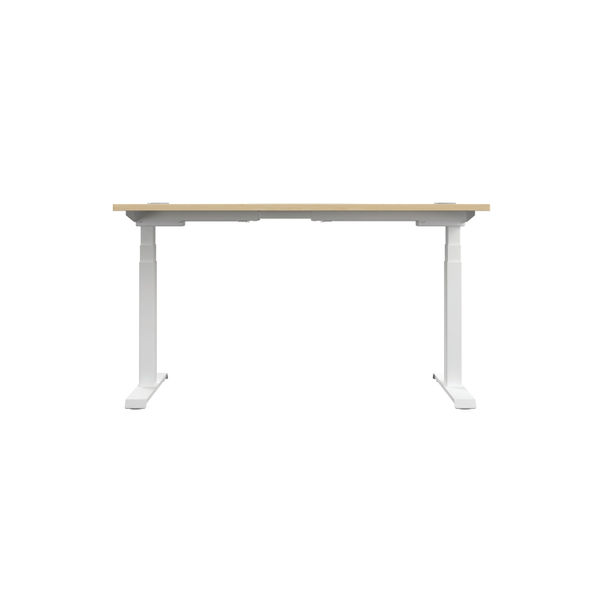 Jemini Sit/Stand Desk with Cable Ports 1400x800x630-1290mm Maple/White KF809890