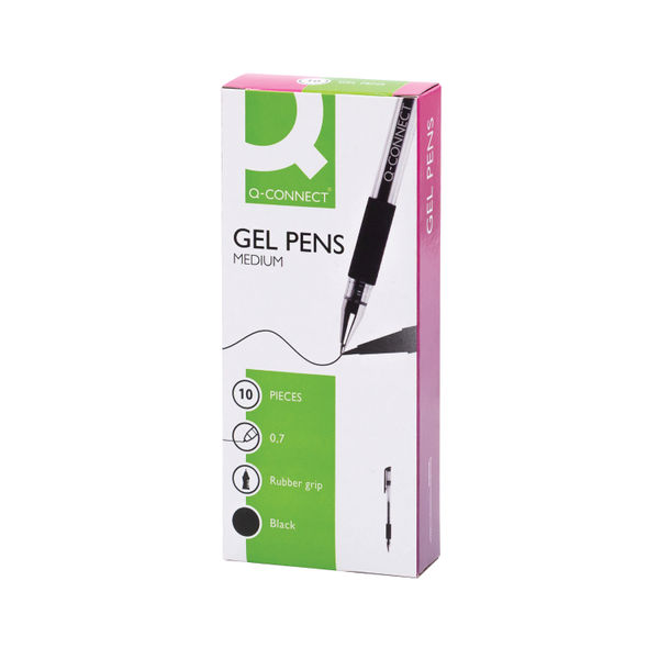 Q-Connect Black 0.5mm Gel Pens, Pack of 10 - KF21716