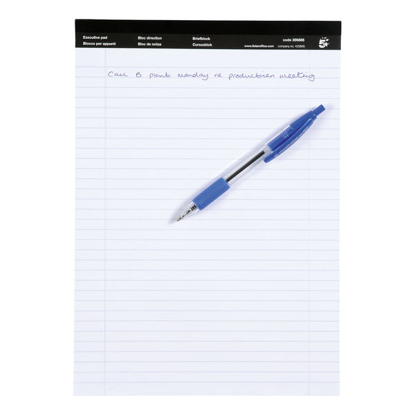 5 Star Office Executive Pad Headbound 60gsm Ruled Margin Perforated 100pp A4 White (Pack of 10)
