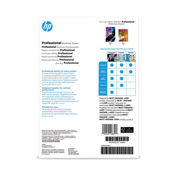 HP Professional Business Paper Glossy 180gsm A4 150 Sheets 3VK91A