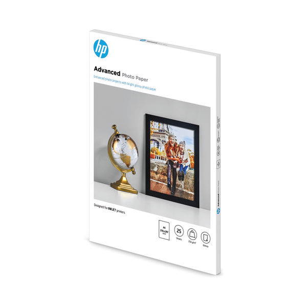 HP A4 White Advanced Glossy Photo Paper 250gsm (Pack of 25) Q5456A