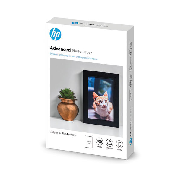 HP Advanced Glossy Photo Paper 250gsm 10x15cm Borderless (Pack of 100) Q8692A