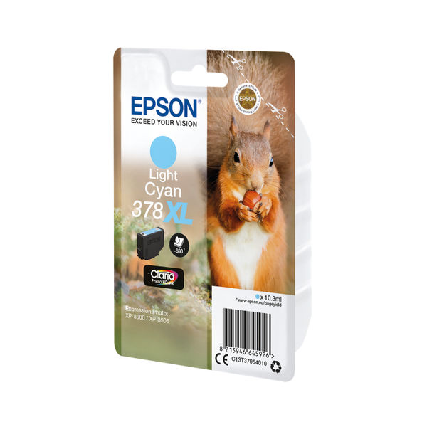 Epson 378XL Ink Cartridge Claria Photo HD High Yield Squirrel Light Cyan C13T37954010