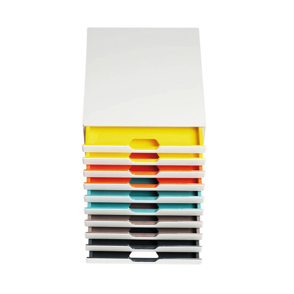 Durable VARICOLOR Desktop Organiser 10 Drawer Colour Coded Modular Storage A4+ 763027